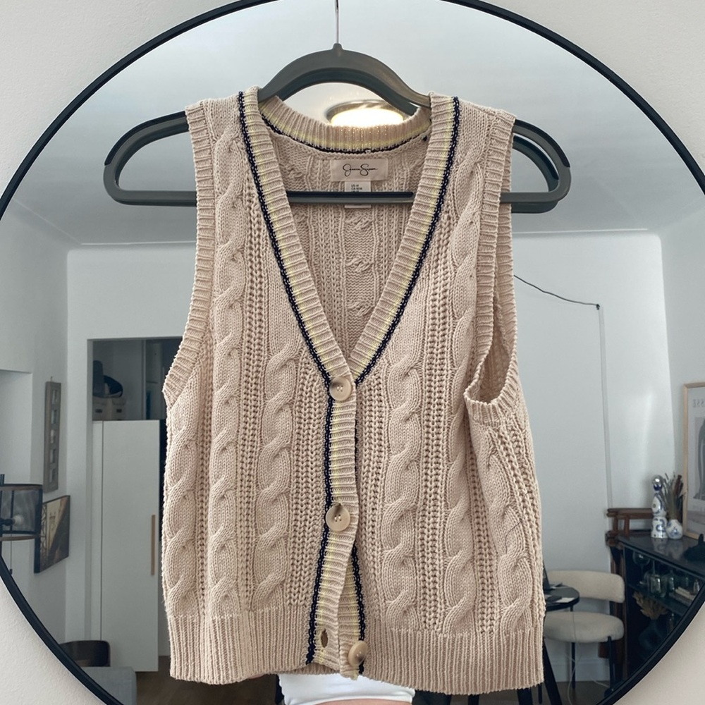 Jessica Simpson Beige Cable Knit Tank Top